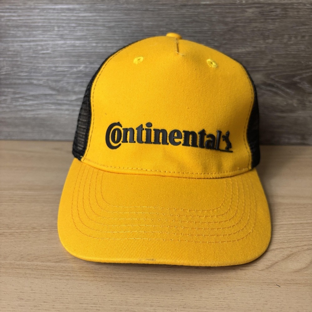Continental Hat Cap Strap Back Yellow Black Trucker Mesh Tires Mens